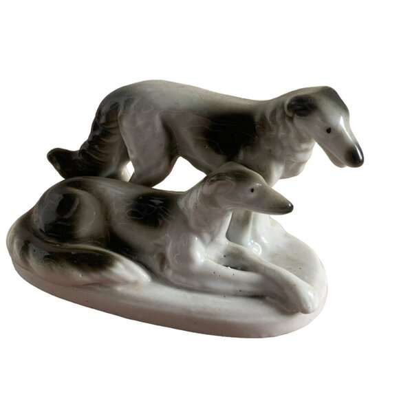Vintage Black and White Greyhound Dog Bone China Figure Japan - Picture 1 of 10